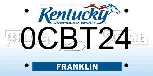 0CBT24 Kentucky License Plate