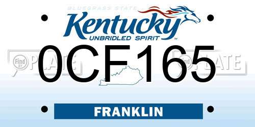 0CF165 Kentucky License Plate