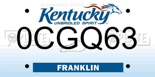 0CGQ63 Kentucky License Plate