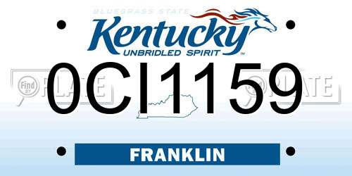 0CI1159 Kentucky License Plate