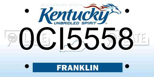 0CI5558 Kentucky License Plate