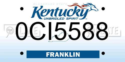 0CI5588 Kentucky License Plate