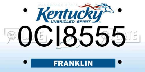 0CI8555 Kentucky License Plate