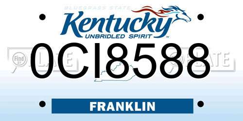 0CI8588 Kentucky License Plate