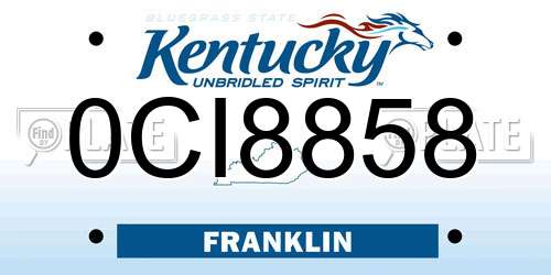 0CI8858 Kentucky License Plate