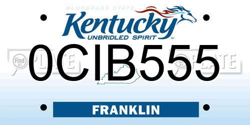 0CIB555 Kentucky License Plate