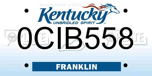 0CIB558 Kentucky License Plate