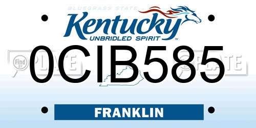 0CIB585 Kentucky License Plate
