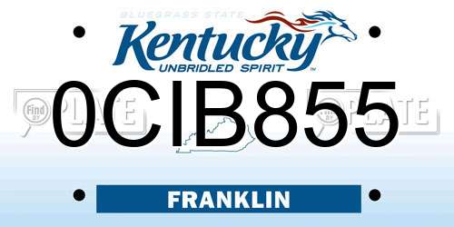 0CIB855 Kentucky License Plate