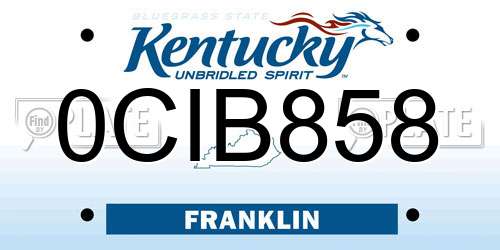 0CIB858 Kentucky License Plate