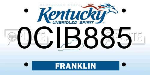 0CIB885 Kentucky License Plate