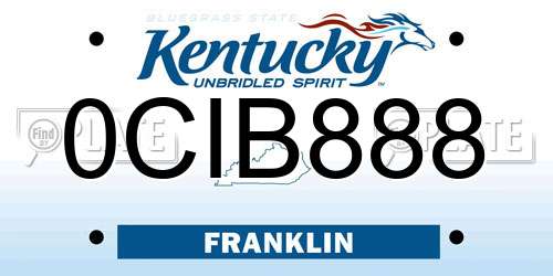 0CIB888 Kentucky License Plate