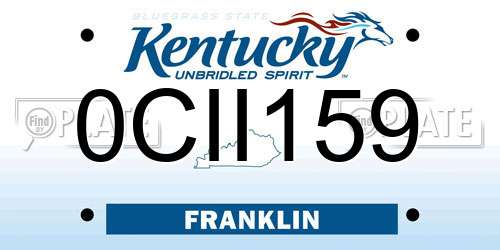 0CII159 Kentucky License Plate