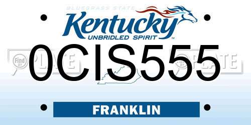 0CIS555 Kentucky License Plate