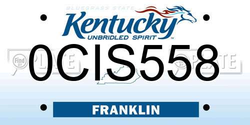 0CIS558 Kentucky License Plate