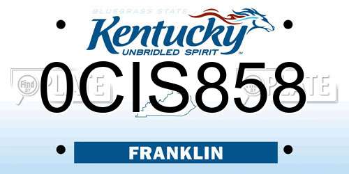 0CIS858 Kentucky License Plate