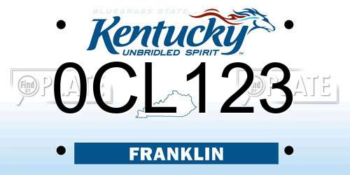 0CL123 Kentucky License Plate