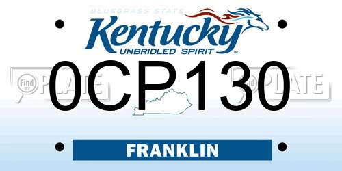 0CP130 Kentucky License Plate