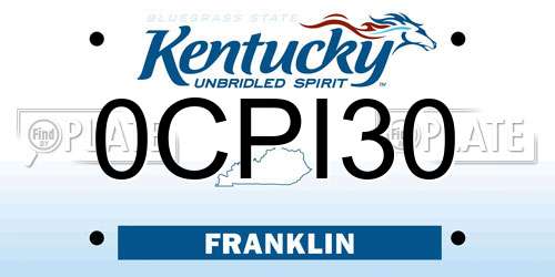 0CPI30 Kentucky License Plate