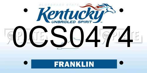 0CS0474 Kentucky License Plate