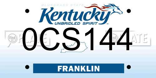 0CS144 Kentucky License Plate