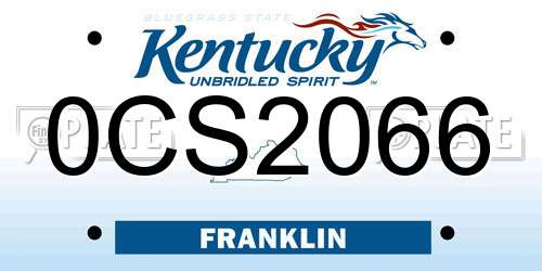 0CS2066 Kentucky License Plate