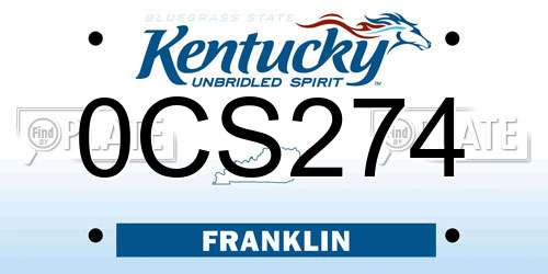 0CS274 Kentucky License Plate