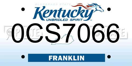 0CS7066 Kentucky License Plate