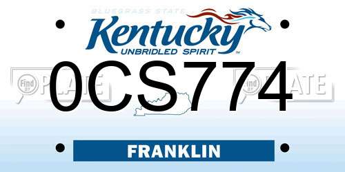 0CS774 Kentucky License Plate