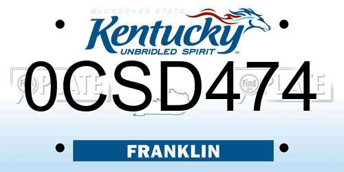 0CSD474 Kentucky License Plate