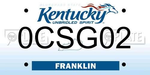 0CSG02 Kentucky License Plate