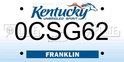 0CSG62 Kentucky License Plate