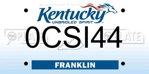 0CSI44 Kentucky License Plate