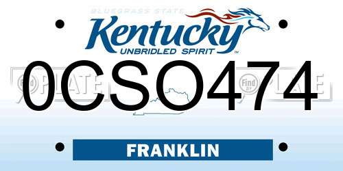 0CSO474 Kentucky License Plate