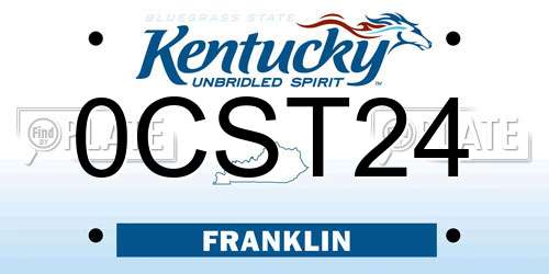 0CST24 Kentucky License Plate