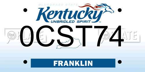 0CST74 Kentucky License Plate