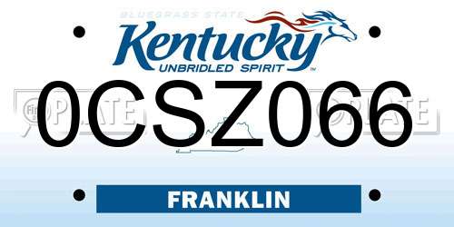 0CSZ066 Kentucky License Plate