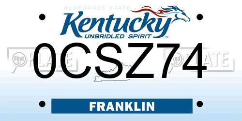 0CSZ74 Kentucky License Plate