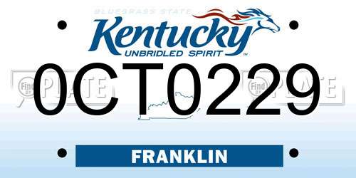 0CT0229 Kentucky License Plate