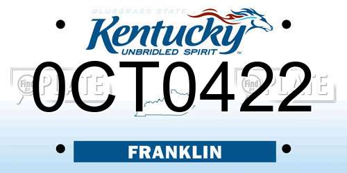0CT0422 Kentucky License Plate