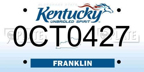 0CT0427 Kentucky License Plate