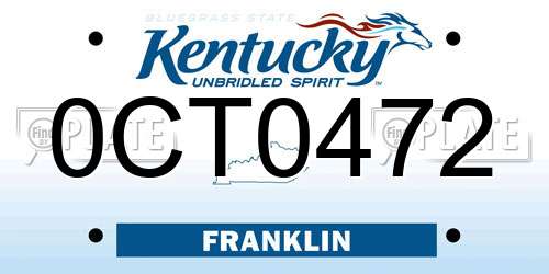 0CT0472 Kentucky License Plate