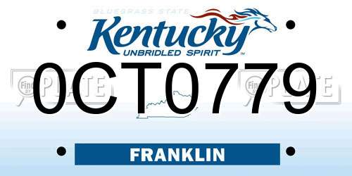 0CT0779 Kentucky License Plate