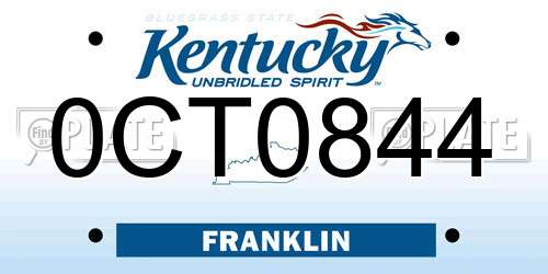 0CT0844 Kentucky License Plate
