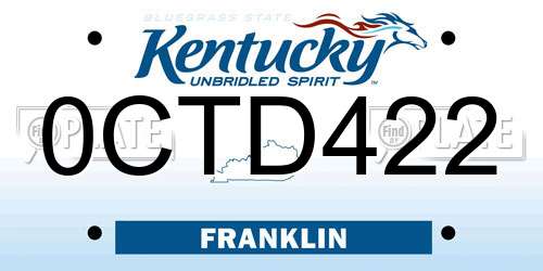 0CTD422 Kentucky License Plate