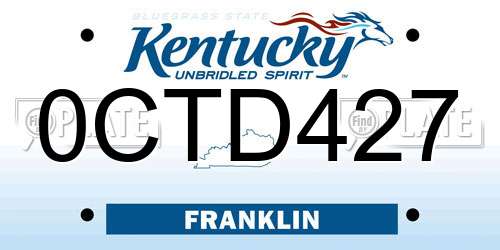0CTD427 Kentucky License Plate