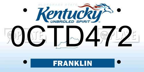 0CTD472 Kentucky License Plate