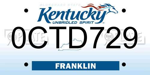 0CTD729 Kentucky License Plate