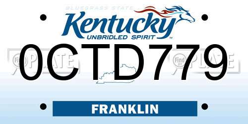 0CTD779 Kentucky License Plate