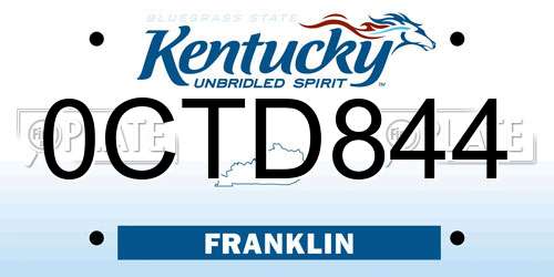 0CTD844 Kentucky License Plate